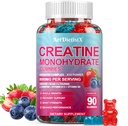 Monohydrate de créatine 8000mg Gommies avec BCAA, L-Carnitine, Taurine et vitamine B12 - Supplément de préentraînement pour la croissance musculaire, la force et l'énergie, Gommies à croquer multi-arômes, 90 Compte pour les hommes et les femmes
