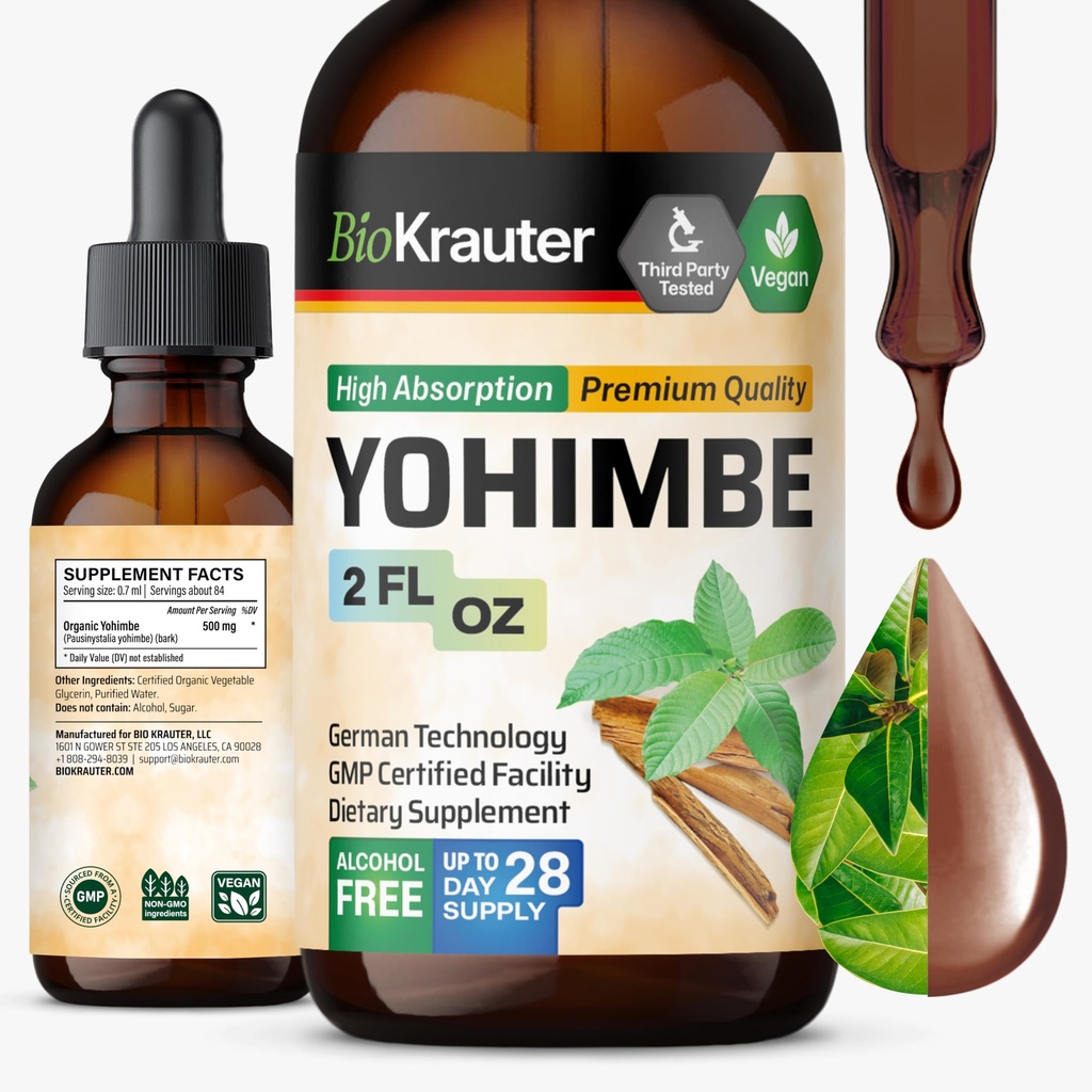 BIO KRAUTER Yohimbine - Suppléments Vegan Yohimbe pour hommes et femmes