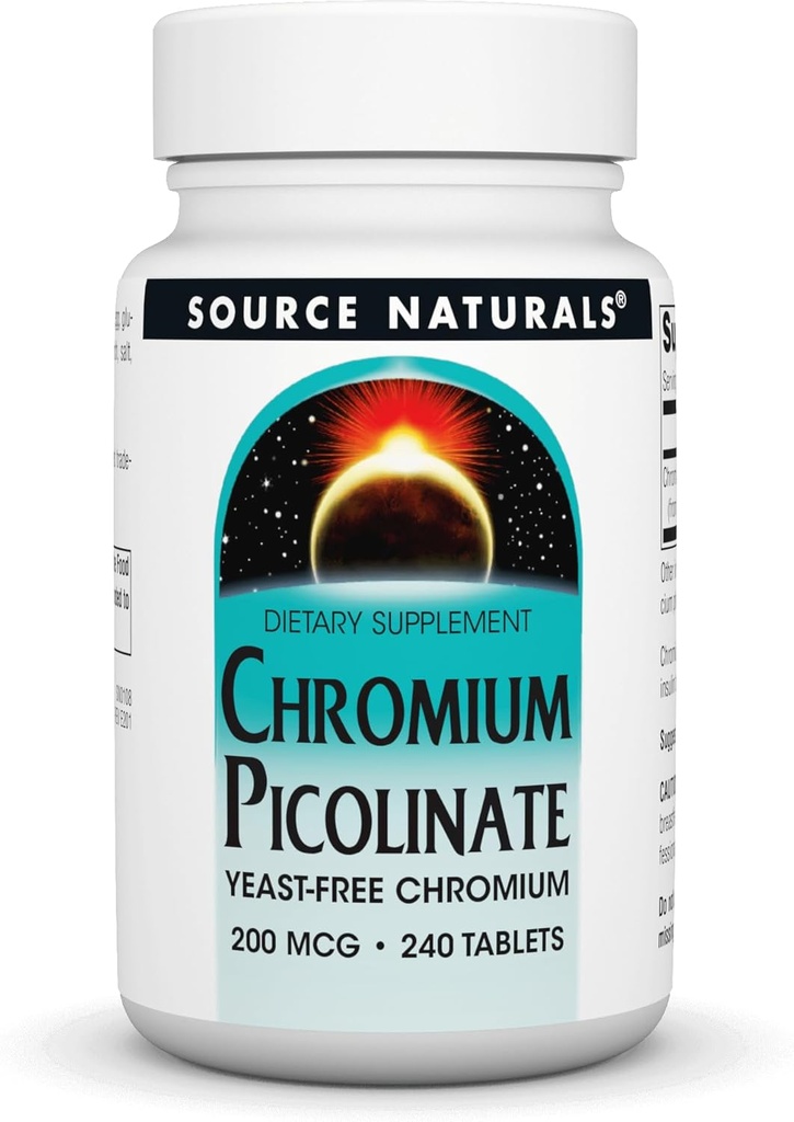 SOURCE NATURELS Picolinate de chrome 200 Mg Comprimé, 240 Compte