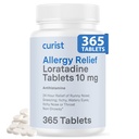 Curiste Loratadine 10mg 365 Compte - Toute la journée non la somnolence Allergie Médecine - 24 heures Antihistamine comprimés pour le nez runny, yeux démangeaisons, et éternuements - Allergie intérieure et extérieure Médecine pour adultes