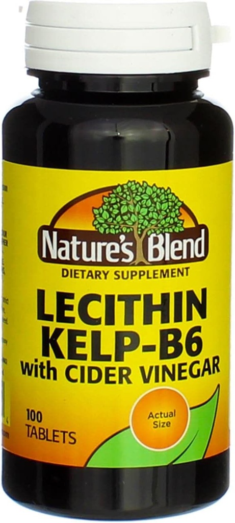 Mélange de lécithine Kelp-B6 avec vinaigre de cidre 100 onglets (modèle : 079854600704)