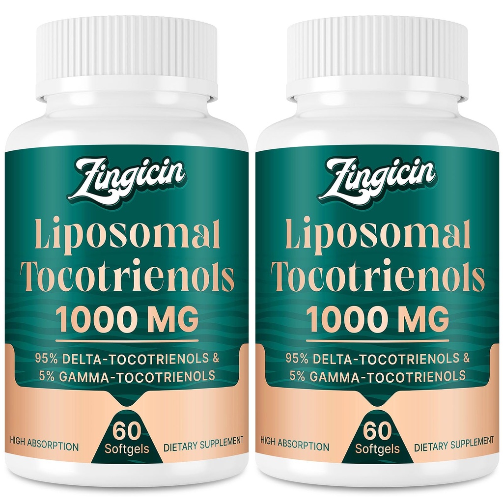 Tocotriénols vitamine E - Tocotriénols liposomiques Supplément 1000mg, Tocotriénol Delta hautement absorbant et Gamma Tocotriénol pour la santé des os et le soutien antioxydant, 120 Softgels