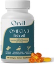 ORVIT Omega 3 Huile de poisson Softgel 2000 mg - Ultime Supplément EPA DHA pour hommes et femmes - Sans Burpless - Pas de goût de poisson - Non aromatisé 180 Softgels - Organique, Non OGM - Fabriqué aux États-Unis