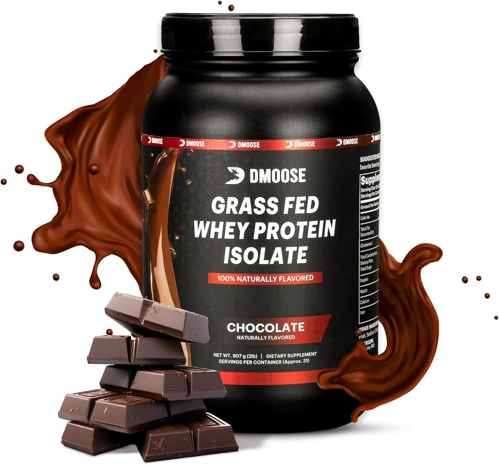 Poudre de protéines de lactosérum de DMoose Grass - pour la croissance et la récupération musculaires, naturellement sucrés et aromatisés, riches en acides aminés, formule de performance d'absorption rapide (2 lbs, chocolat)