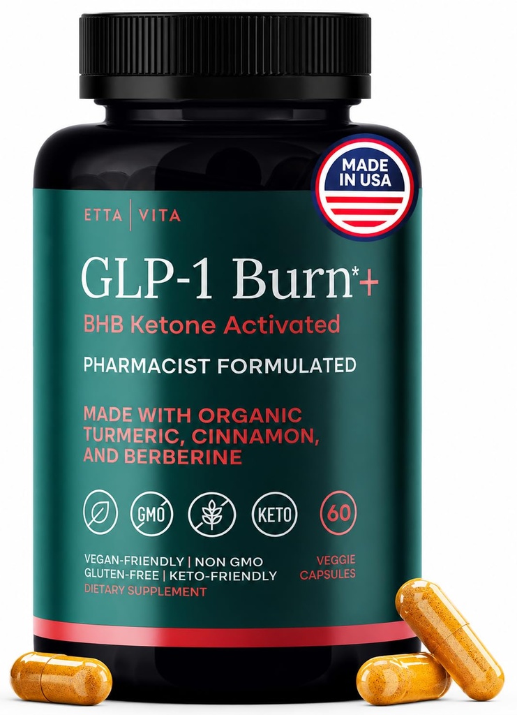 Ketosis & GLP-1 Supplément Perte de poids pour les femmes et les hommes - Suppresseur d'appétit, brûleur de graisse et santé métabolique avec Cétones de framboise BHB, vinaigre de cidre de pomme, Berberine HCL (Made in US/Lab Tested)