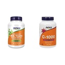 MAINTENANT Suppléments, extrait de chardon de lait silymarin 300 mg avec artichaut et dandelion et suppléments, vitamine C-1 000 avec HIPS rose, libération prolongée, protection antioxydante*