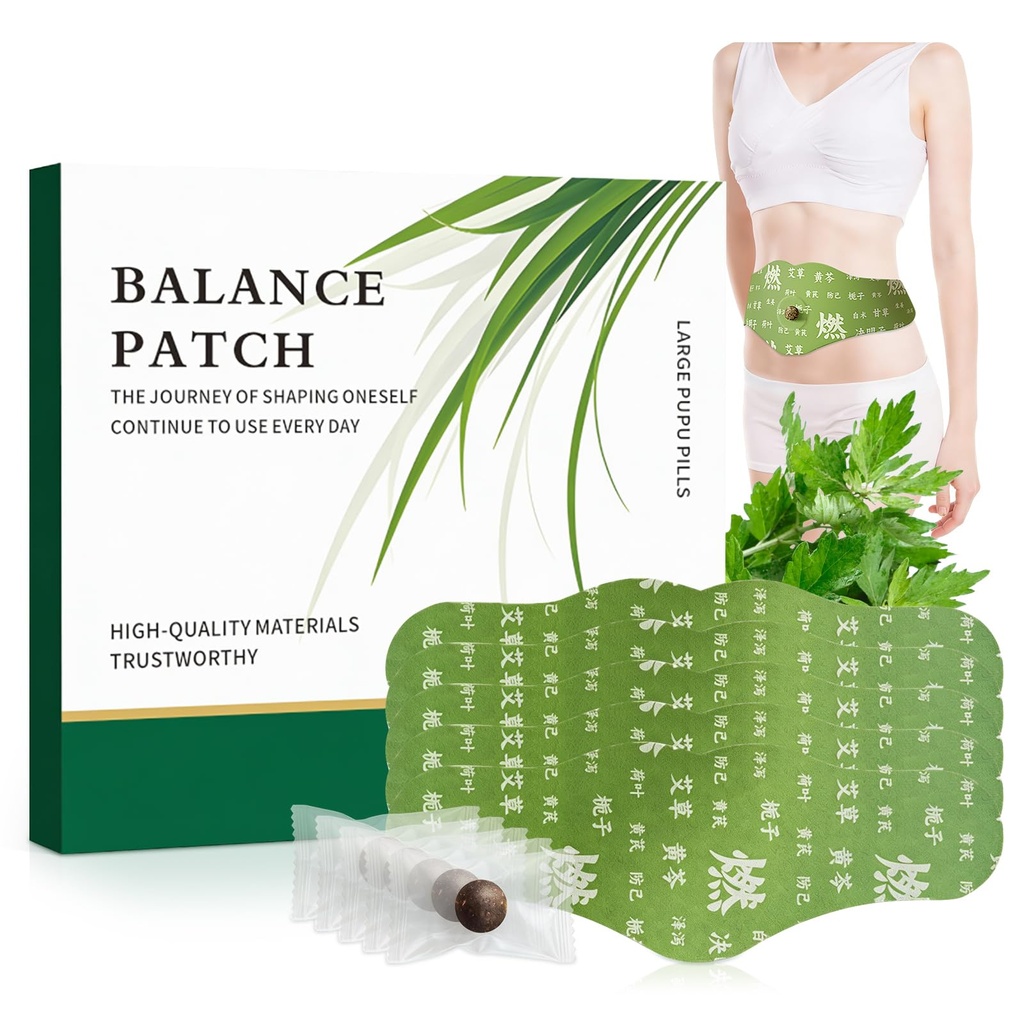 Balance de patch à base de plantes – Mugwort Patchs de naveaux à base de plantes pour le soulagement de la crampe menstruelle, soutenant l'apparence bloomante réduite, favorise le confort Abdominal design non irritant 1 boîte 5 pièce (1 boîte)