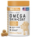 Huile de saumon pour chiens - 180 Soft Chew Omega Treats pour la peau et le manteau - Mélange d'huile de poisson d'acides gras essentiels, Omega 3 et 6, vitamines, antioxydants et minéraux - Fabriqué aux États-Unis