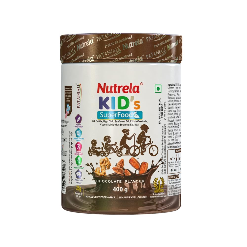 Nutrela en poudre de protéines pour enfants, saveur de chocolat, 400g, développement de la mémoire et du cerveau, masse musculaire, os et dents