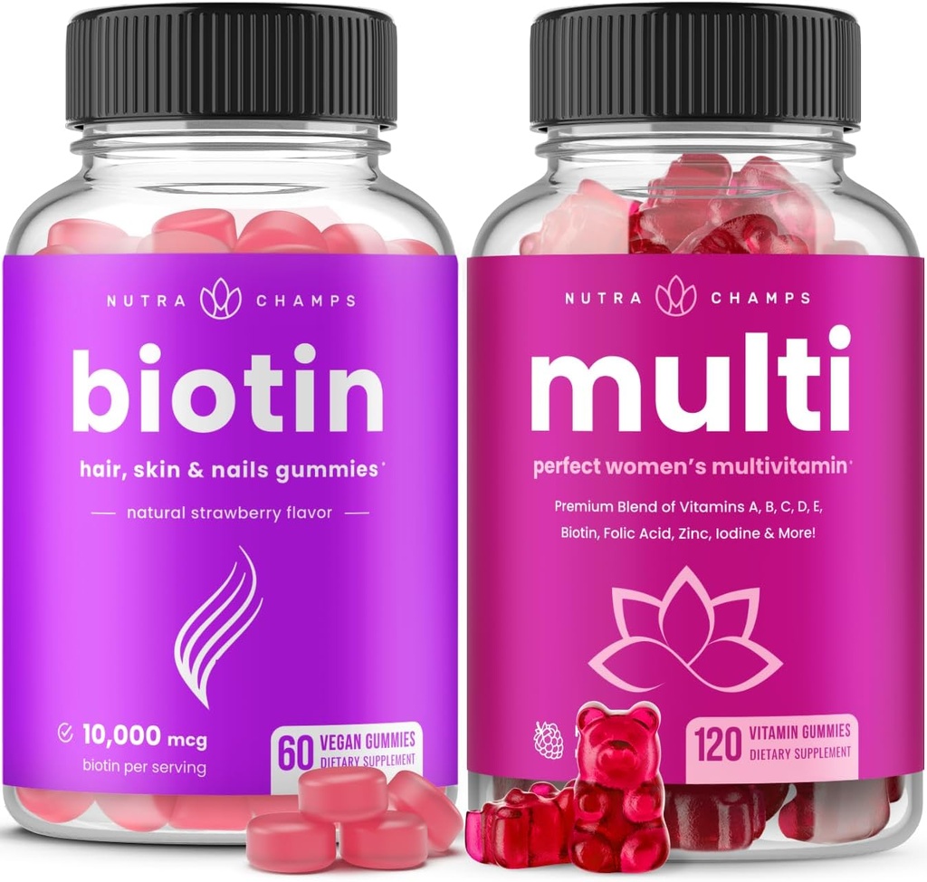 NutraChamps Biotin Gummies and Womens Multivitamin Gummies