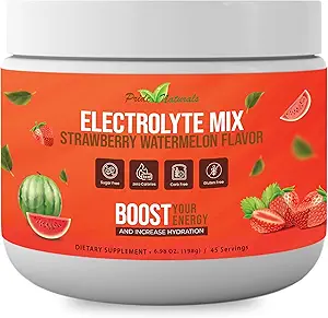 Poudre d'électrolyte - Rafraîchissements Récupération d'électrolytes, sans sucre, sans gluten et végétalien, boisson d'hydratation pure de kéto et de paléo, vitamines d'amélioration immunitaire (198 grammes, pastèque fraise)