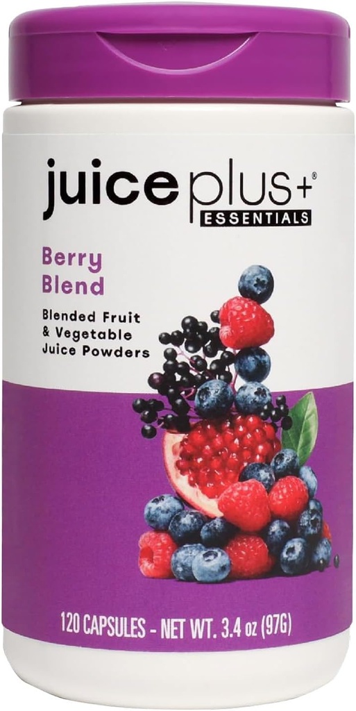 Mélange de baies de JuicePlus+ : avec du raisin Concord, du bleuet, de la canneberge et plus encore - Vitamines à base d'aliments entiers, végétaliens, végétaux - sans gluten, sans OGM, casher - 1 bouteille (60 portions)