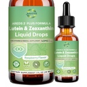 Lutéine et Zeaxanthin Supplément gouttes liquides 40mg AREDS 2 Plus Vitamine oculaire et supplément minéral avec vitamine C E cuivre zinc pour Blue Light Protection Eye Health Support Non-OGM, sans gluten