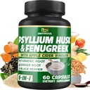 BMVINVOL Psyllium Husk Fiber Supplement t with Fenugreek, Apple Cider Vinegar, Turmeric, Ginger, Black Pepper- Digestion Health Support - 60 Capsules