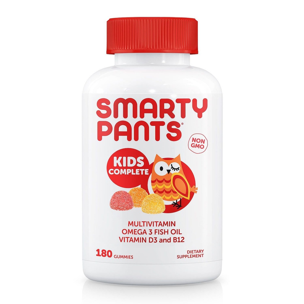SmartyPants Kids Complete Gummy Vitamins: Multivitamin & Omega 3 DHA/EPA Fish Oil, Methyl B12, Vitamin D3, limited Valuesize pack of 180 count Total
