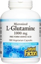 Facteurs naturels, Micronized L-Glutamine 1000 mg, soutient les muscles et la fonction immunitaire, 180 capsules
