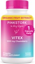 Pink Stork Organic Vitex – 1000 mg Chaste Tree Berry – Soutien à base de plantes pour la périménopause et l'harmonie hormonale – Aide à maintenir le cycle régulière et sain équilibre progestérone – 60 capsules végétaliennes