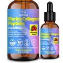 Marine Collagène Peptides gouttes liquides, hydrolysé Multi Type I et III Collagène w. Acide Hyaluronique Biotine Vitamine C pour articulation, peau, cheveux et ongles, liquide Marine Collagène Haute Absorption pour les femmes Hommes