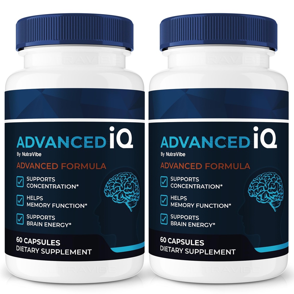 (2 Pack) Advanced IQ Capsules – AdvancedIQ Brain & Memory Support Supplement | Natural Formula for Sharp Focus, Recall & Concentration, Easy-to-Swallow Pills, Non-Habit Forming (120 Capsules)
