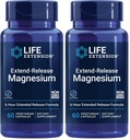Prolongation de la durée de vie Extend-Release Magnésium, soutien prolongé du coeur et des os, soins de santé cardio-vasculaires et de la pression artérielle, formule biodisponible, sans gluten, non-OGM, Végétarien,60 Capsules,(Pack of 2)