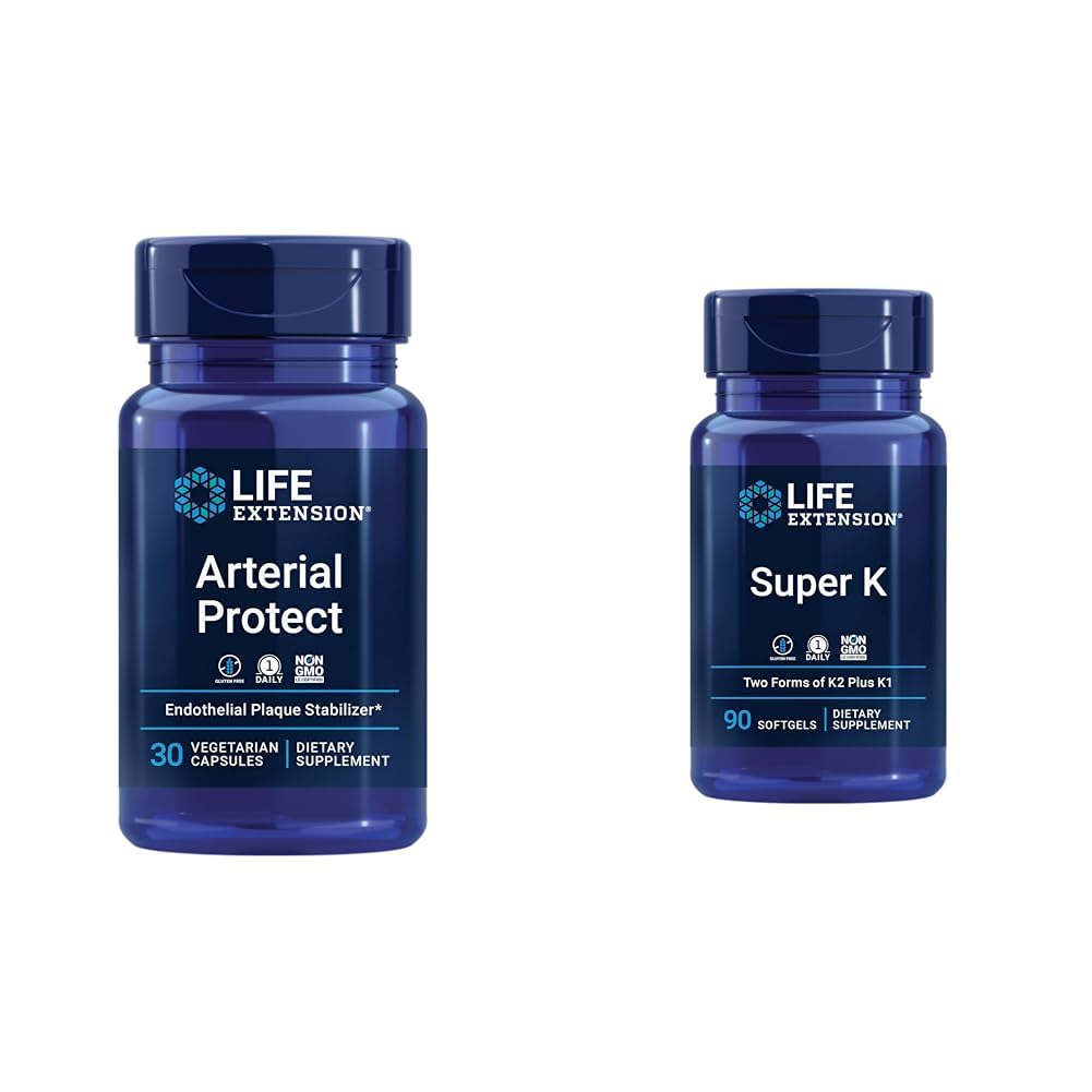 Prolongation de vie Artériel Protéger le soutien de la pression artérielle avec Gotu Kola & Pycnogenol Extraits d'écorce de pin avec Super K vitamine K1 K2 MK-7 MK-4 vitamine C os et santé artérielle