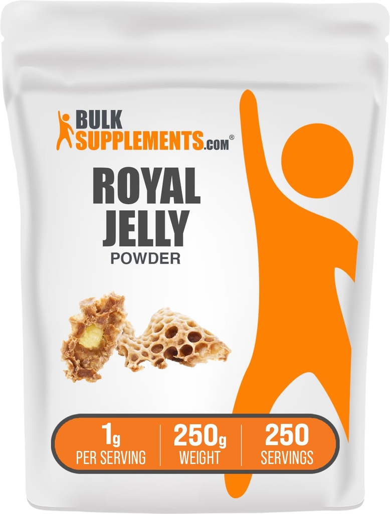 BulkSupplements.com Poudre de gelée royale - Supplément de gelée royale, pour support immunitaire - Sans gluten, 1g par portion, 250g (8,8 oz) (paquet de 1)