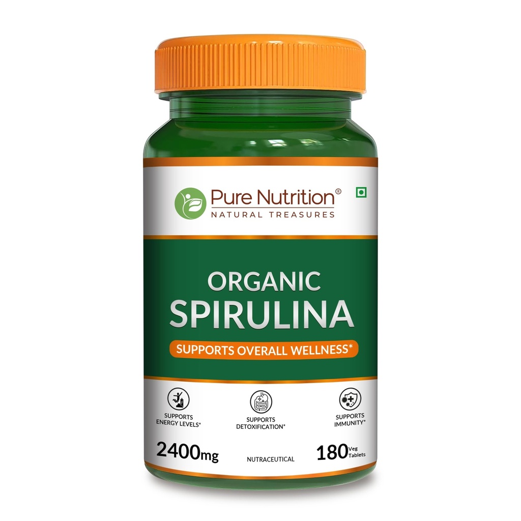 Pure Nutrition Organic Spiruline 2400mg par portion.