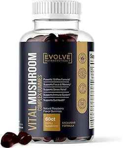 Champignon vital, Gommies de mélange Super Complexe, Nootropic, Clarité cognitive, Gut Support, Immune Fortifiante, Délicieux parfum de framboise.