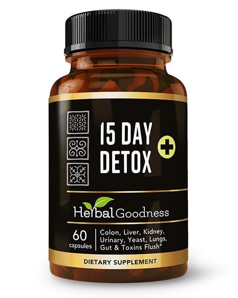 Herbal Goodness 15 Day Detox Capsules (60caps) - Natural Body Detox, Colon Cleanse Support, Gut Health Detox Supplement, Liver and Kidney Support | Non GMO, Gluten Free, Vegan-Friendly - Made in USA