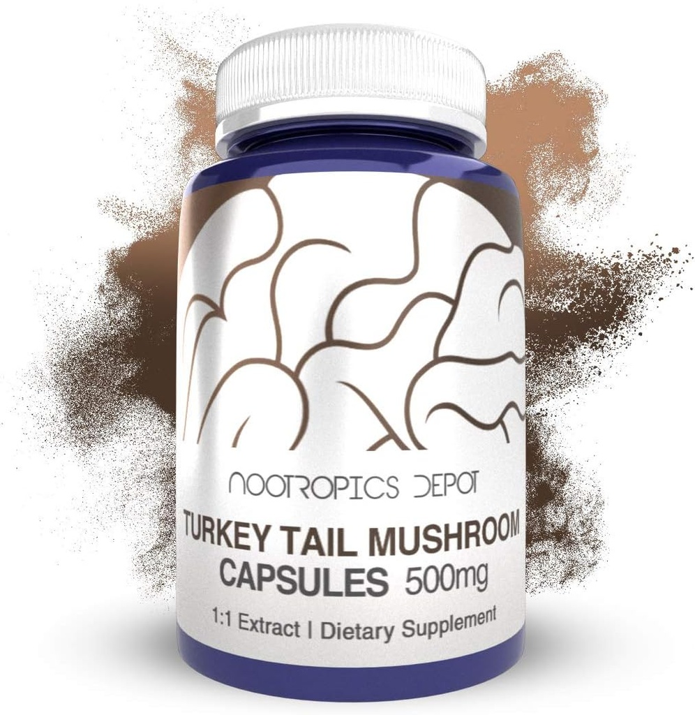Turkey Tail Mushroom Capsules: 500mg: 180 Comte: Trametes versicolor