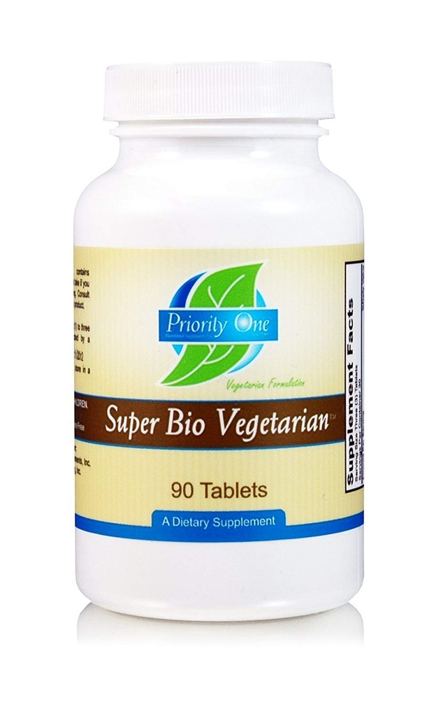 Priorité 1 Vitamines Super Bio Végétarien 90 Comprimés - Soutien du système immunitaire*- Force clinique - Avantages des champignons chiitake et maitake.