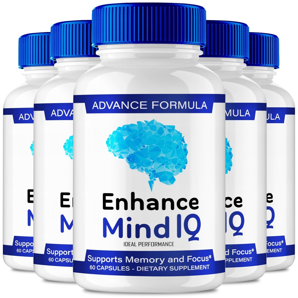 Enhance Mind IQ Capsules, Official Enhance Mind IQ Supplement for Brain Health & Memory Support - Maximum Strength, Advanced Nootropic Pills, All Natural Enhance Mind IQ Support Reviews (5 Pack)