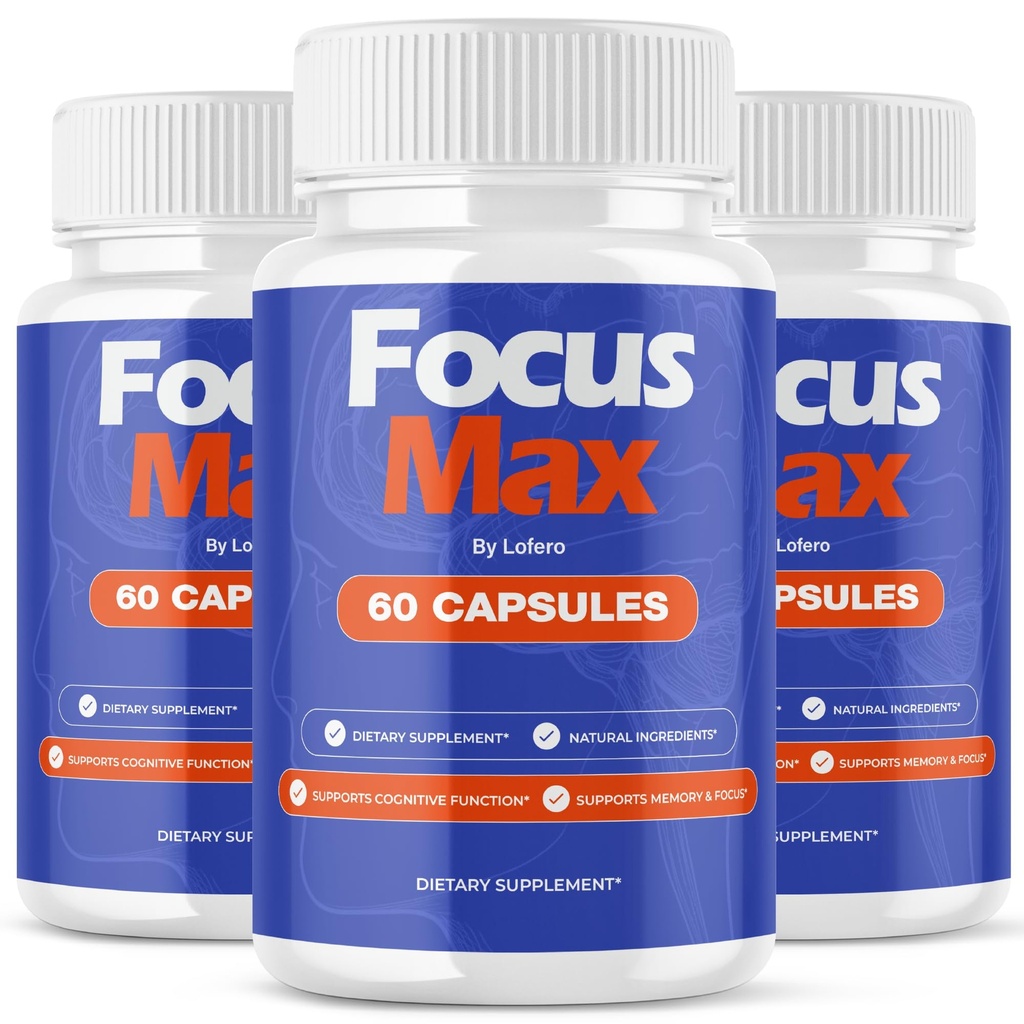 (3 Pack) Focus Max Capsules, FocusMax Brain Supplement Pills Advanced Maximum Strength Formula for Mental Clarity, Attention, Sharp Memory, Calm Mind Mood, Health & Wellness Support Capsulas (180 ct)
