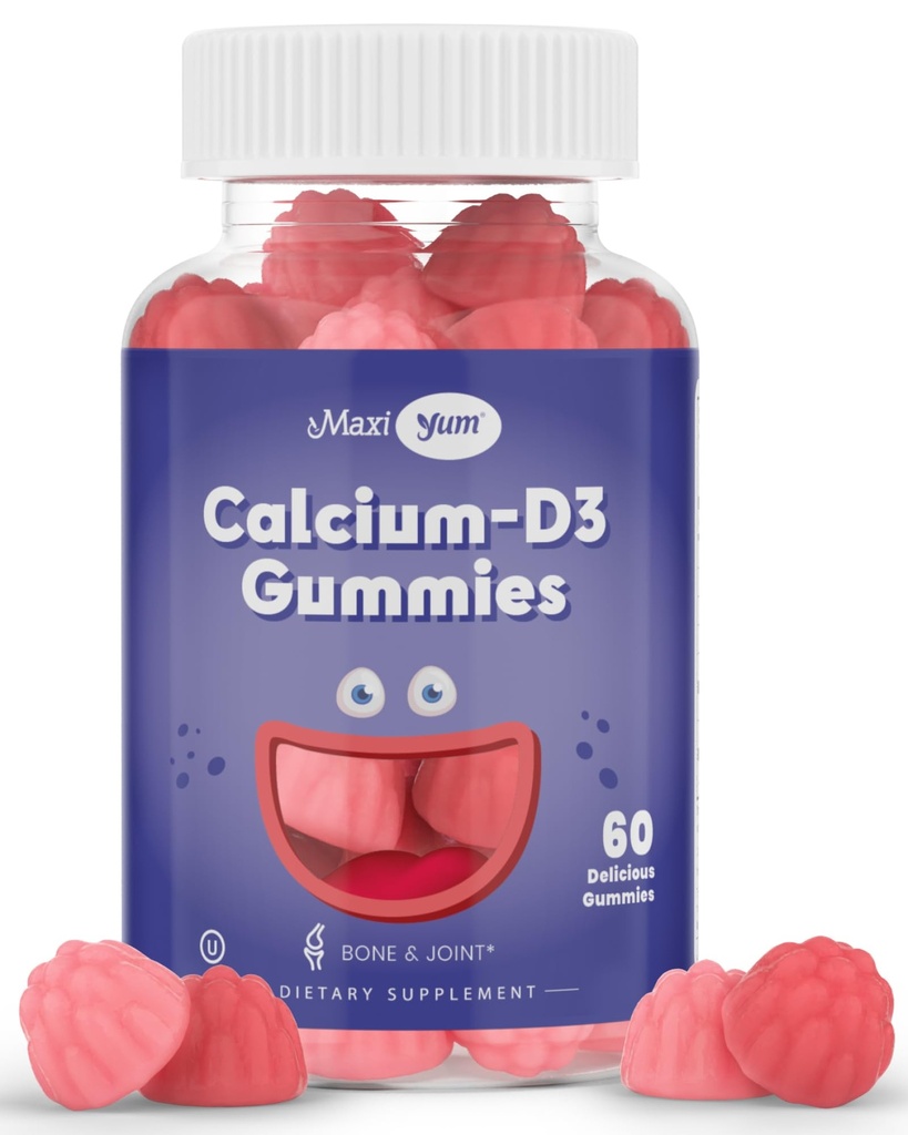 Calcium + D3 Gummy – Chewable Supplement for Bone Support – Kosher Gummies for Women, Men & Kids – Coral Source with Vitamin D – Kids Calcium & Immune Support – Citrate-Free – 60 Count