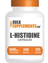 BulkSupplements.com L-Histidine Capsules - as L-Histidine Base, Essential Amino Acid Supplement - Gluten Free, 2 Capsules per Serving, 240 Count (Pack of 1)
