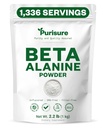 Purisure Beta Alanine poudre 1kg, Pure Beta Alanine supplément de pré-entraînement pour l'énergie soutenue, Beta Alanine poudre de pré-entraînement pour les hommes et les femmes, Alanine supplément d'endurance, 1 336 portions