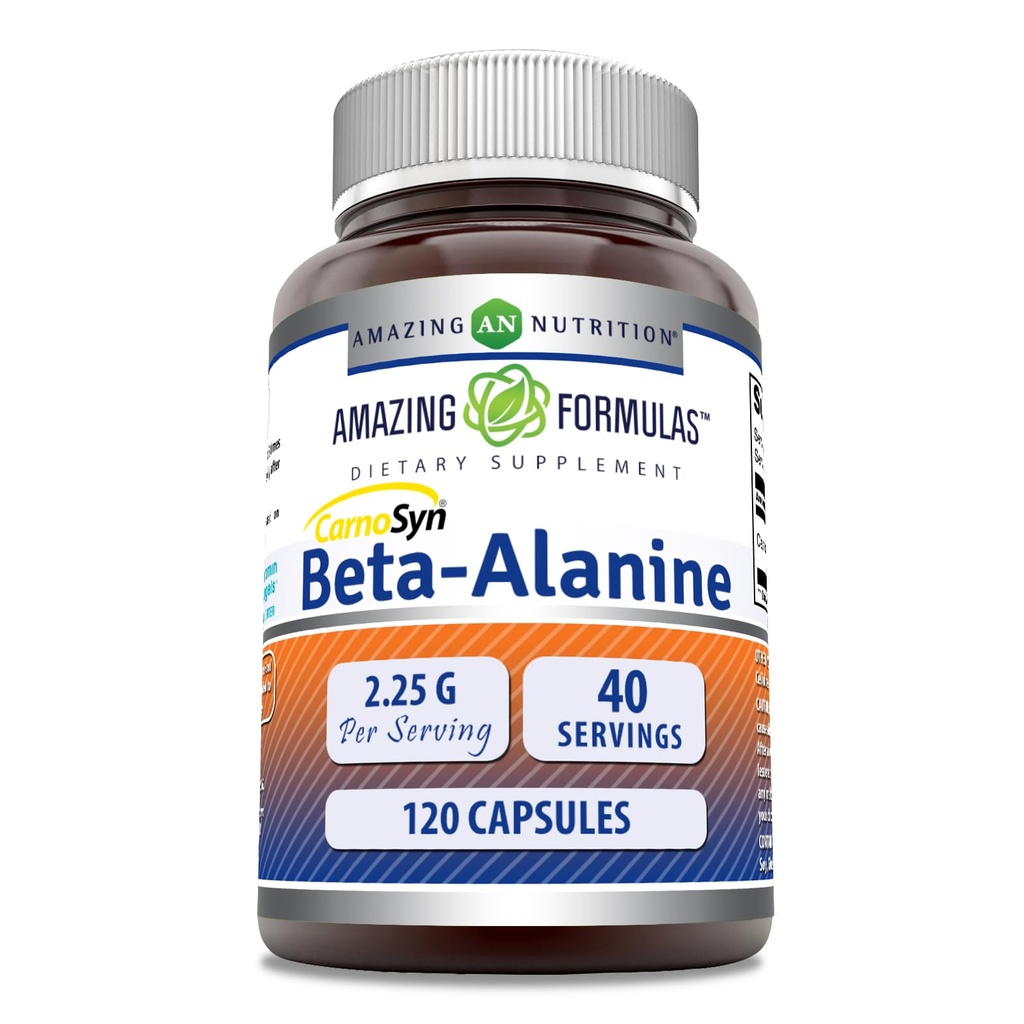 Amazing Formulas Beta Alanine Supplement | 2250 Mg Per Serving | 120 Capsules | Non-GMO | Gluten-Free | Made in USA