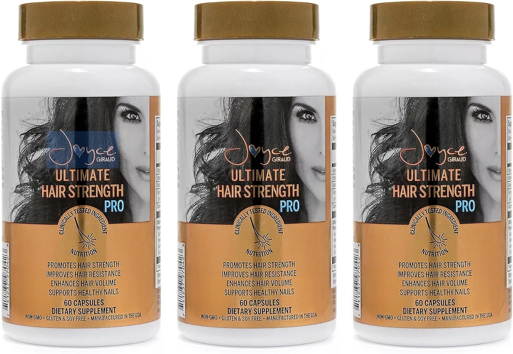 Joyce Giraud Ultimate Hair Strength Supplements, 90-Day Supply, Scientifically Formulated to Reduce Hair Loss, 180 Capsules