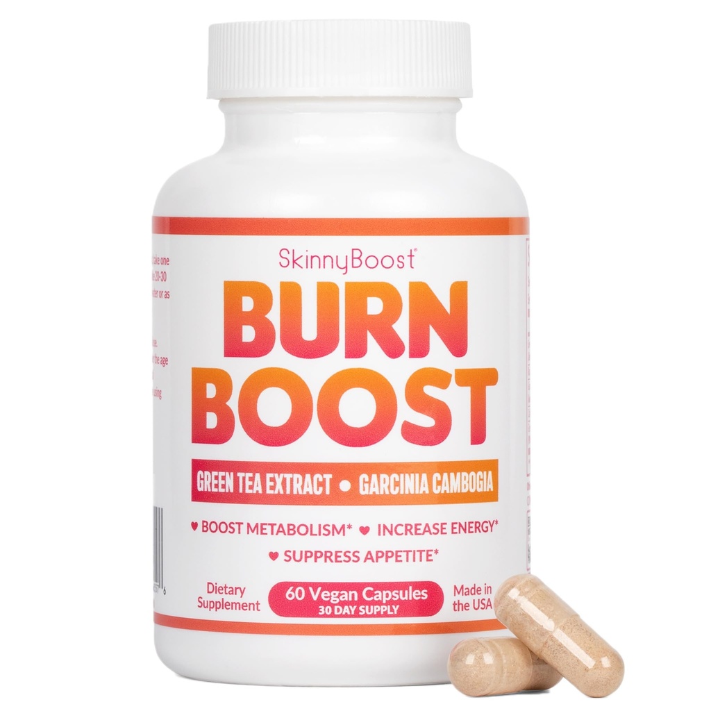 SkinnyBoost Burn Boost Capsules-60 Ct – Métabolisme végétalien naturel avec thé vert et Garcinia Cambogia -Anotioxidants, énergie et gestion du poids Burn Boost Capsules végétaliennes