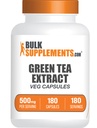 BulkSupplements.com Capsules d'extrait de thé vert - supplément de thé vert, extrait de thé vert 500mg, pilules de thé vert - végétalien et sans gluten, 1 Capsule par portion, 180 Capsules de légumes (paquet de 1)
