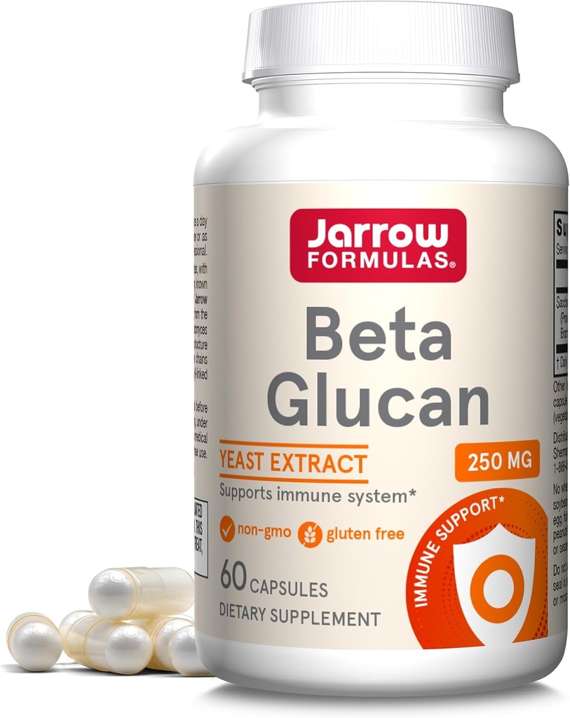 Formules de Jarrow Beta Glucan 250 mg - 60 Capsules - Soutien de la fonction immunitaire - Extrait de haute pureté - Préparation brevetée - 60 portions