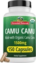 Peru Naturals Vitamine C biologique de Camu Capsules Camu 1 500mg - 150 pilules véganes, Vitamine C naturelle de la nourriture entière Camu Berry biologique, non-OGM