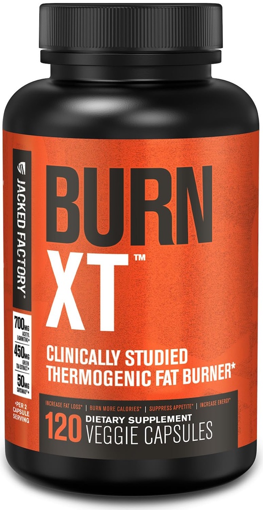 Brûlure d'usine Jacked-XT cliniquement étudié brûleur de graisse et supplément de perte de poids - Suppresseur d'appétit et booster l'énergie - avec acétyl L-Carnitine, extrait de thé vert et plus - 120 pilules de régime naturel