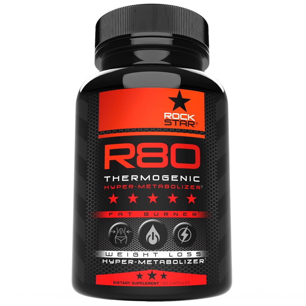 Rockstar R80 Extrême Thermogénique Hyper-Métaboliseur Fat Burner pour les hommes et les femmes – GLP-1 Support, Suppresseur de l'appétit, Thermogénique pilules de perte de poids