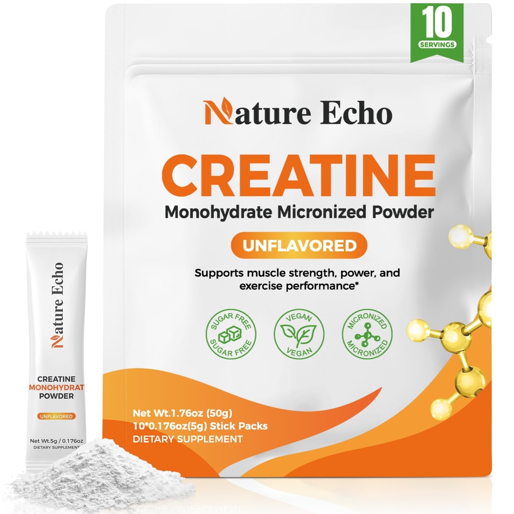 Creatine Monohydrate Micronized Powder 10 Single-Serve Packs 5g