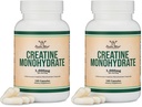 Capsules monohydratées de créatine - 1g par portion, 120 Nombre - Pas de remplissage, sans danger végétalien, sans OGM, sans gluten par double bois (paquet de 2)
