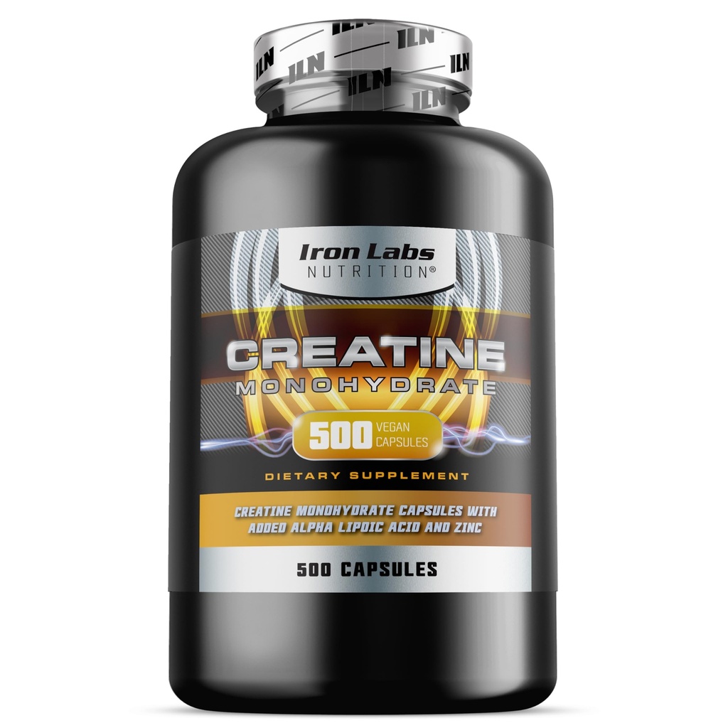 Iron Labs Nutrition Créatine monohydratée (500 gélules) - 3900mg Par portion - Capsules non aromatisées - Créatine haute résistance pour les hommes et les femmes