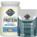 Garden of Life Protein & Creatine Bundle – Vegan Vanilla Protein Powder 20 portions avec BCAAs, Probiotiques & Enzymes + Creatine Monohydrate Pré-entraînement 60 portions pour le muscle, la force et la performance