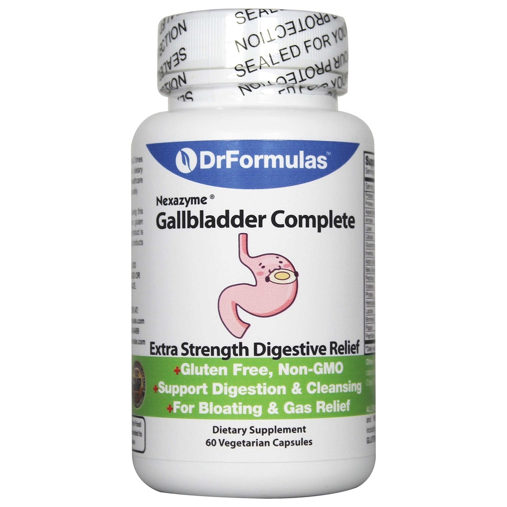 DrFormulas 18 Enzymes digestifs pour soutenir les enzymes Gallbladder et Pancréatique avec Amylase, Protease, Lipase, Lactase, Cellulase, Bromelain 60 Capsules