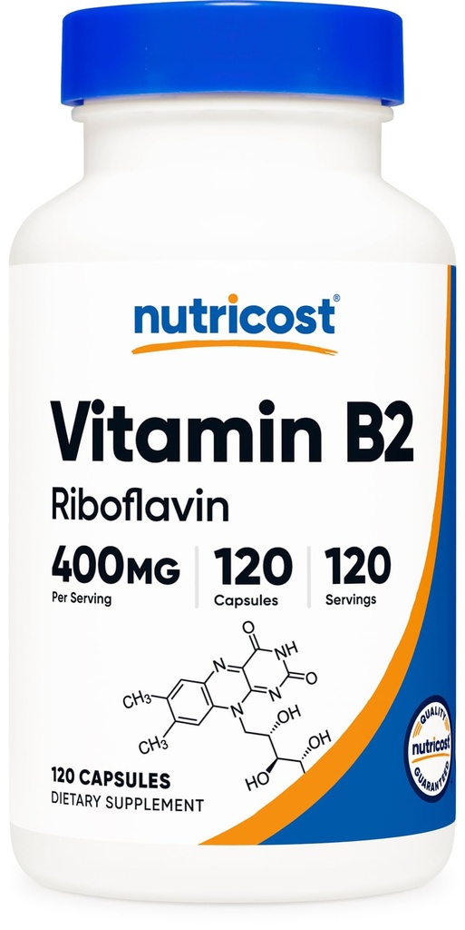 Nutricost Vitamine B2 (Riboflavine) 400mg, 120 Capsules - Sans gluten, non-OGM